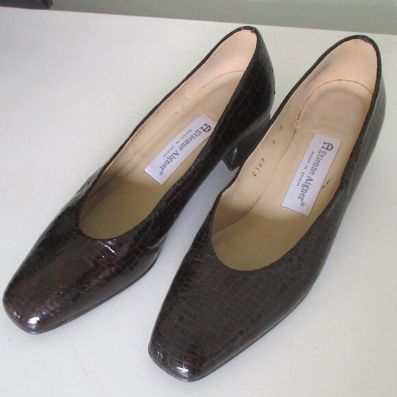 Etienne Aigner Womens Brown Snake Patent Leather Loafer w/1.5" Block Heel - 8M - Picture 7 of 9